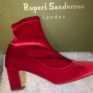Rupert Sanderson Red Velvet Booties NWT
